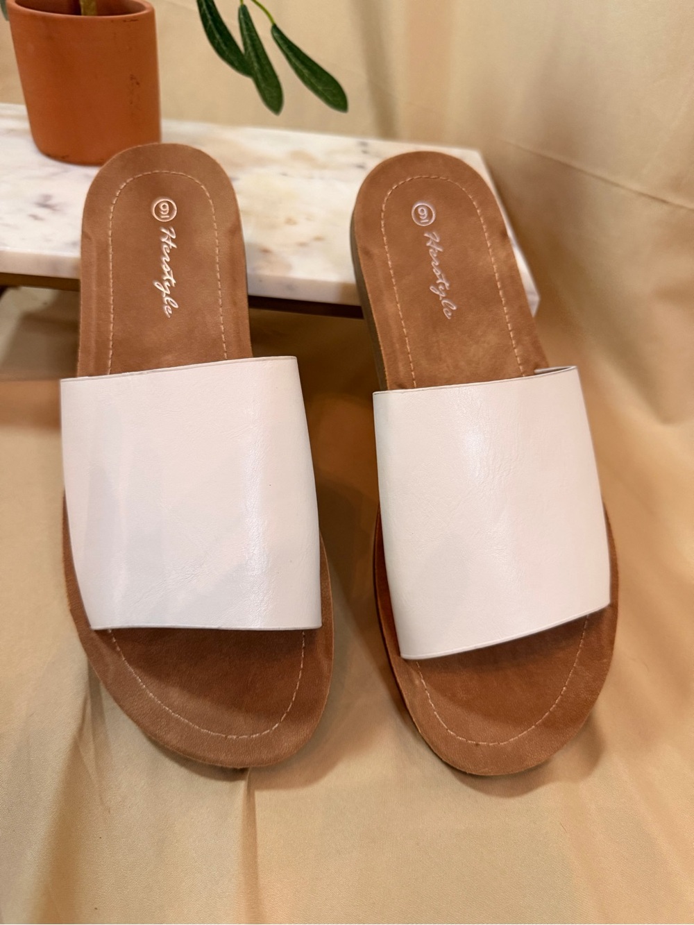 Heritage Cream Slide Sandals for Women